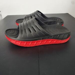 KUAILU Recovery Slide Sandals Men's/Women's 10 Black Red Cushioned Orthotic Shoe